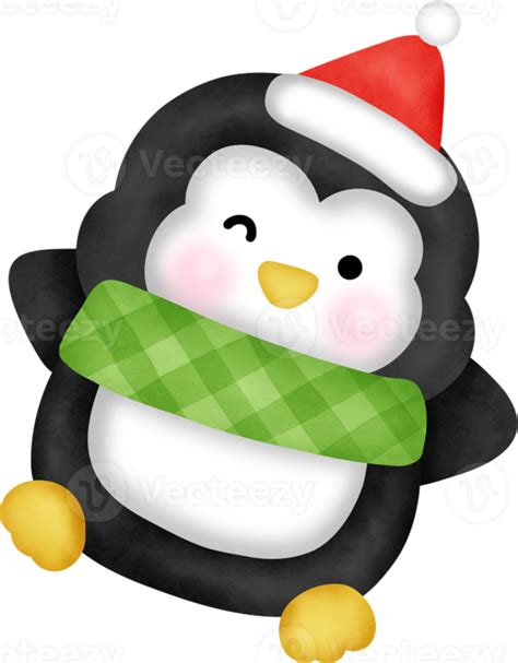 Watercolor Christmas Penguin 25031696 PNG