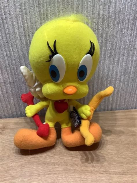 Looney Tunes Tweety Pie Plush Soft Toy Teddy Retro 8 Inch Yellow Bird Cupid Love £14 95