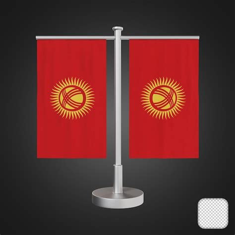 Premium PSD Table Stand With Flags Kyrgyzstan 3d Illustration