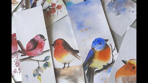 Simple Watercolor Bird Tutorial Watercolor Bookmarks How To Paint