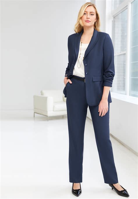 Single Breasted Pant Suit Plus Size Petites Woman Within