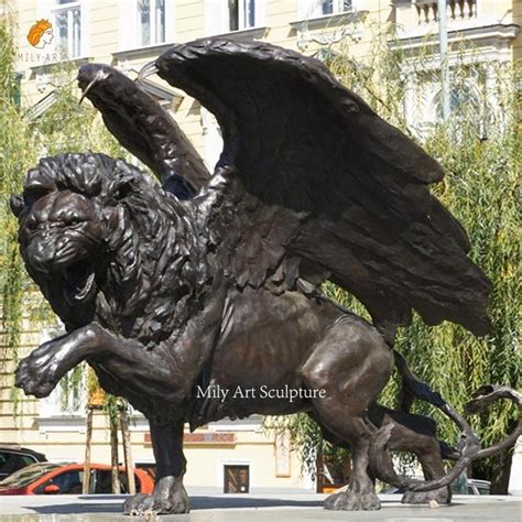 Greek Mythology Bronze Lion Statue with Wings - Milystatue