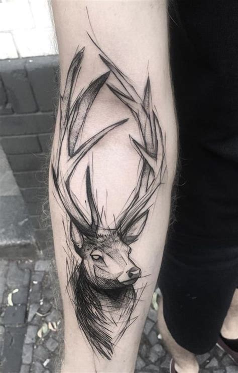 Kamil Mokot Deer Tattoo Sketch Style Tattoos Geometric Tattoo Stag