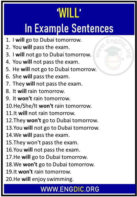 50 Sentences Using ‘will Will In Example Sentences Engdic