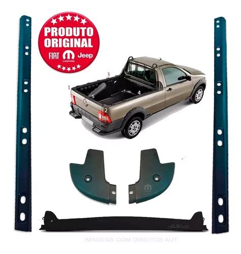 Kit 5 Moldura Caçamba Strada Cabine Simples 2010 2011 Mopar