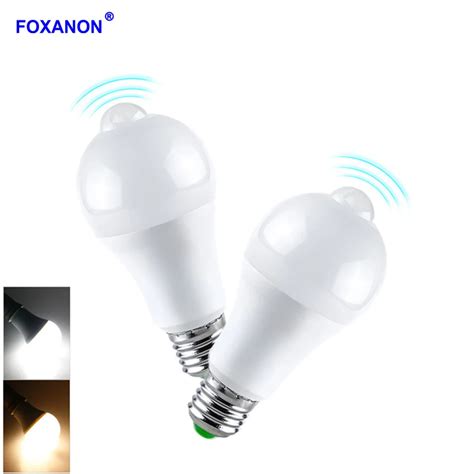 Foxanon New E27 220V 110V Led Sensor Bulb PIR Motion Sensor Lights Bulb