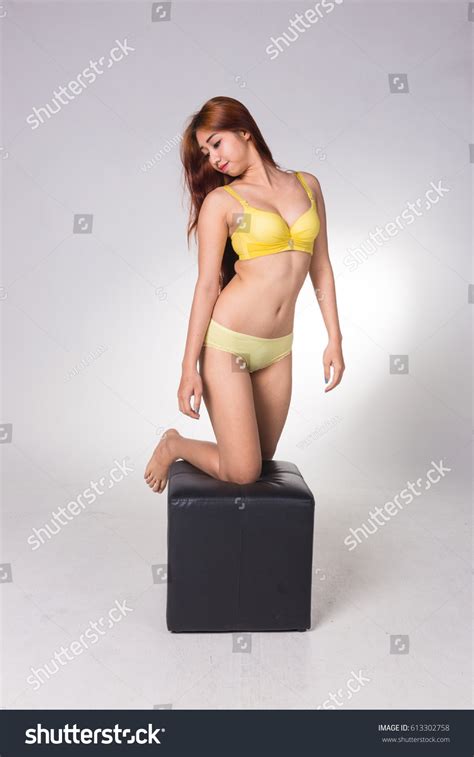 Sexy Asian Woman White Lingerie On Stock Photo 613302758 Shutterstock