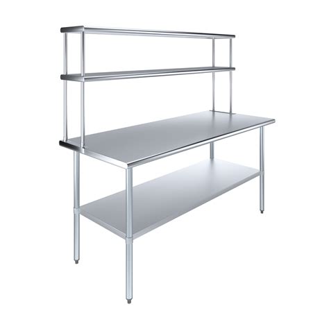 Amgood X Stainless Steel Work Table With Wide Double Tier