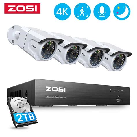 Zosi K Poe Security Surveillance Camera System Kit Ai Face Detection