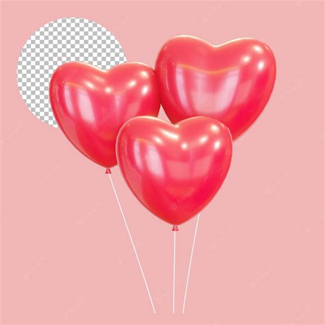 Premium Psd Heart Shaped Balloons 3d Icon Transparent Background