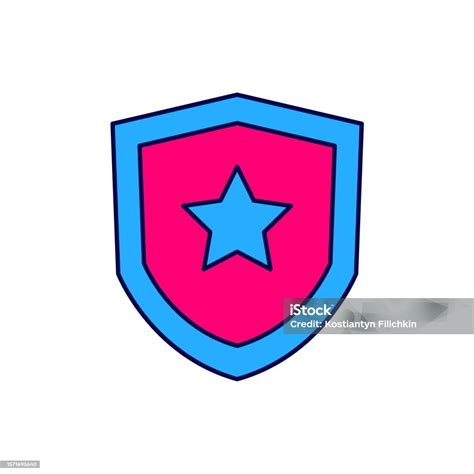 Filled Outline Police Badge Icon Isolated On White Background Sheriff