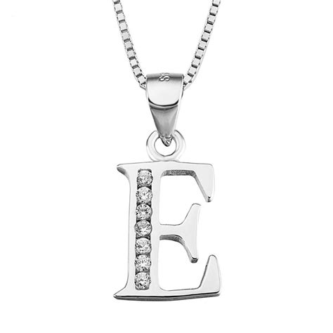 Collier Avec Un Pendentif Initiale Lettre De L Argent Et Rhodium Plaqu