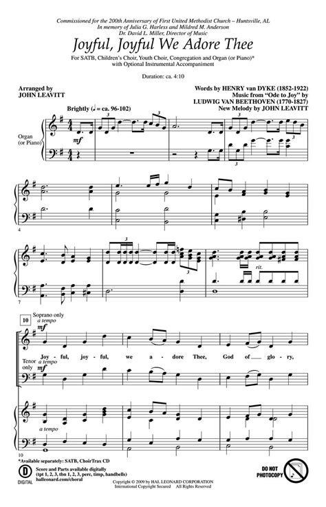 Joyful Joyful We Adore Thee Sheet Music By John Leavitt Sku