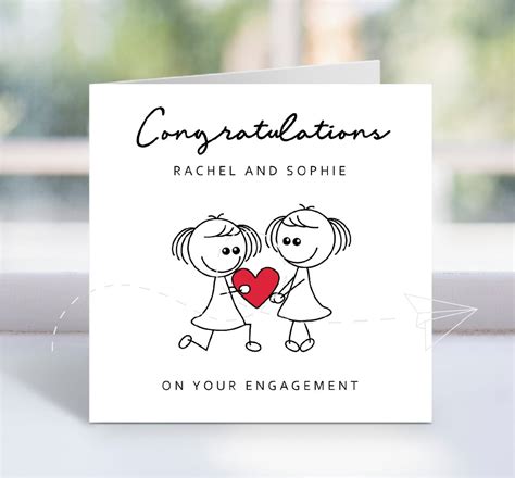 Personalised Same Sex Lesbian Engagement Card Fun Gay Congratulations