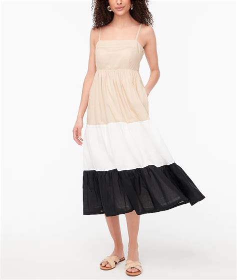 J Crew Factory Square Neck Tiered Dress