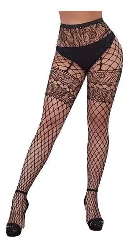 Meia Calça Sexy Arrastão Hot Renda Sensual Preta Lingerie Parcelamento sem juros