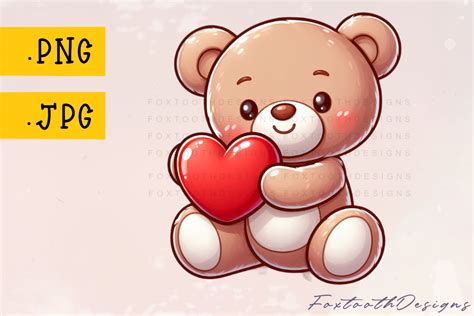 Cute Teddy Bear Holding A Heart Graphic By Foxtoothdesigns · Creative Fabrica