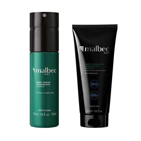 Combo Presente Malbec Vert Loção Hidratante 200ml Body Spray 100ml