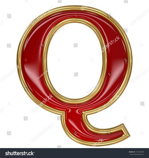 Ruby Red Golden Outline Alphabet Letter Stock Illustration