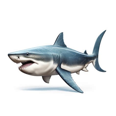 Premium Photo Hyperrealistic 2d Megalodon Shark Illustration On White