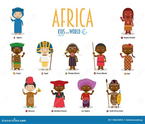 Ni Os Y Nacionalidades Del Vector Del Mundo Frica Ilustraci N Del