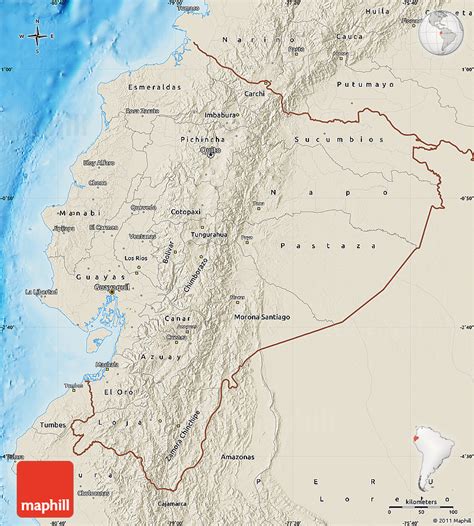 Shaded Relief Map Of Ecuador