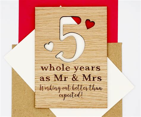 5 Year Wedding Anniversary Personalised With Your Own Message Etsy