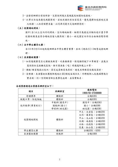 公告臺北市政府教育局111年2月25日修訂《臺北市各級學校暨教育機構 因應嚴重特殊傳染性肺炎防疫教育總指引》 臺北市北投區北投國民小學