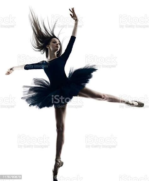 Young Woman Ballerina Ballet Dancer Dancing Isolated White Background