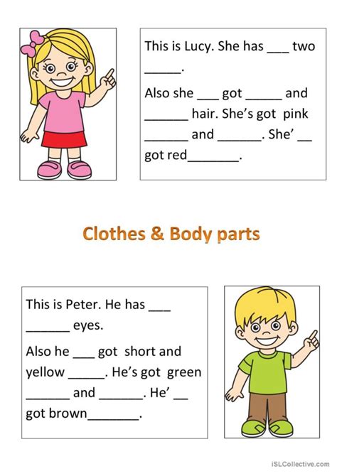 Clothes And Body Parts Creative Writin… English Esl Worksheets Pdf And Doc