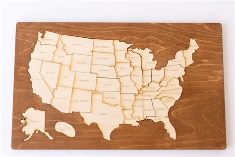 United States Wooden Map Puzzle Etsy