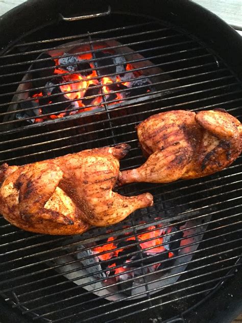 Grilled Half Chickens Seared And Smoked