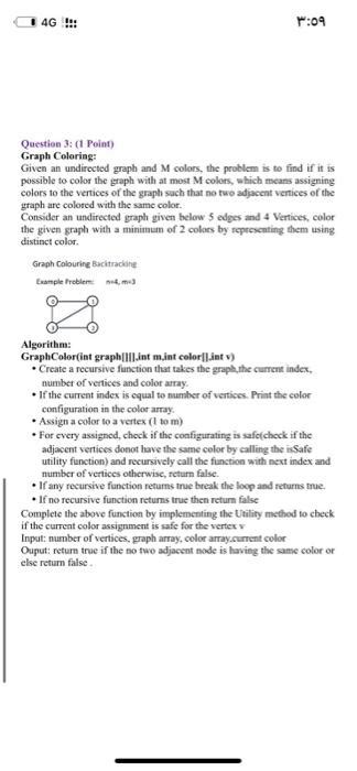 Graph Coloring: Given an undirected graph and M | Chegg.com