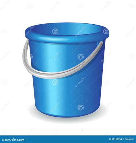 Blue Plastic Bucket On White Background Stock Vector Illustration Of