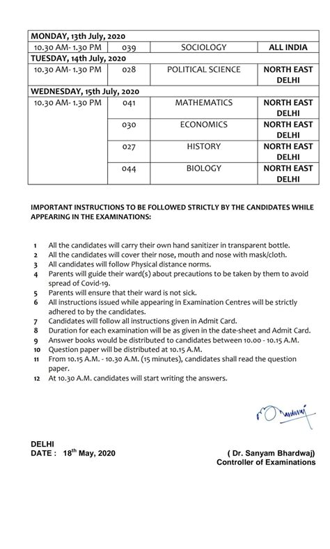 Cbse Class 10 12 Board Exam Date Sheet 2020 Released Check Here