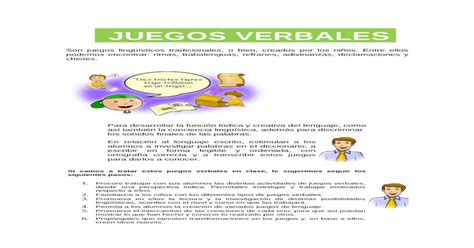 Juegos Verbales Trabalenguas Y Refranes Pdf Document