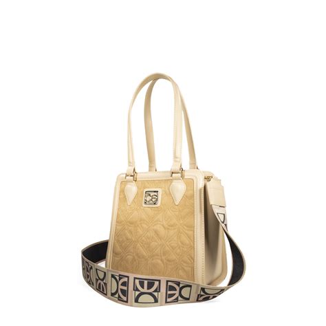 Bolsa Satchel Monograma Bordado Color Nude Cloe Factory Store