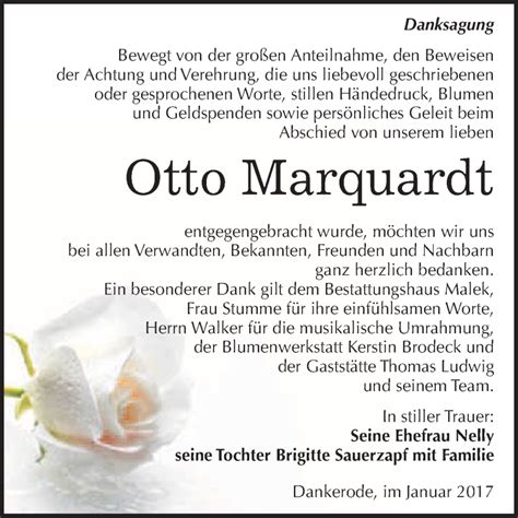 Traueranzeigen Von Otto Marquardt Abschied Nehmende