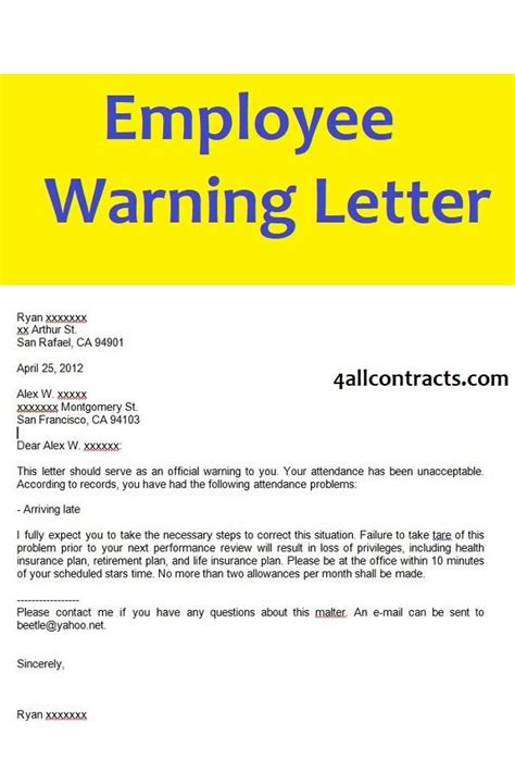 Sample Employee Warning Letter Template Doc Word And Pdf Lettering Words Letter Templates