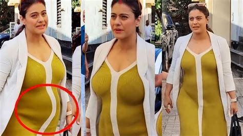 Kajol Devgan Flaunting Her Huge Baby In Media With Tight Dress