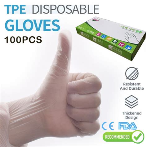 TPE Disposable Gloves 100pcs Food Grade Restaurant Kitchen BBQ Fruit