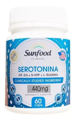 Serotonina Vit D3 5 htp L teanina 60 Cápsulas Sunfood