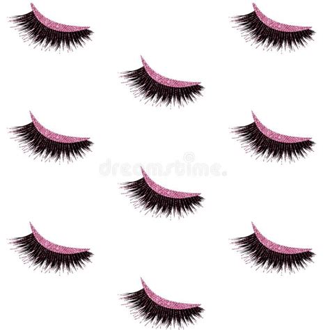 Lashes Seamless Vector Pattern With Burgundy Glitter Effect Stock