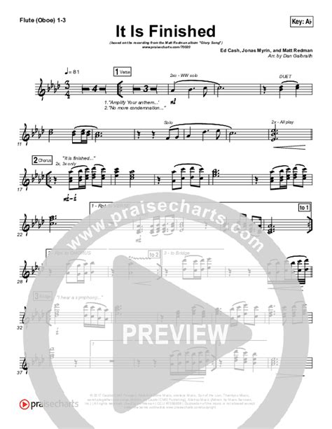 It Is Finished Flute Oboe Sheet Music Pdf Matt Redman Praisecharts