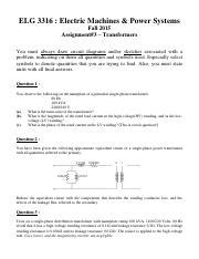 Elg Assignment Fall Pdf Elg Electric Machines