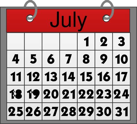 July Calendar Clip Art at Clker.com - vector clip art online, royalty ...