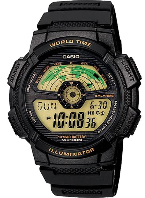 Rel Gio Casio Masculino Preto Digital World Time Exibi O Do Mapa