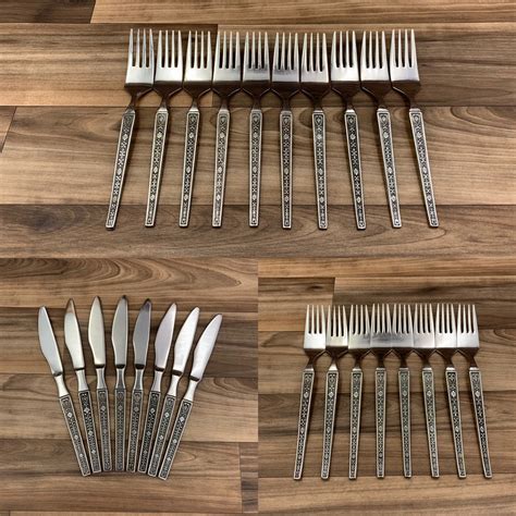 Mid Century Stainless Flatware Set Cordova By Riviera Floral Scroll