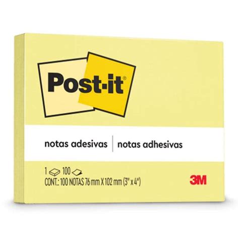 Bloco Adesivo Post It Amarelo 4 Bloco De 38 Mm X 50 Mm 100 Folhas Cada