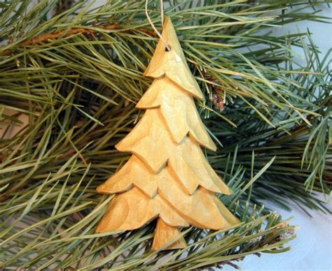 Carved Pine Tree Ornament Hand Carved Tree Carving Home Etsy